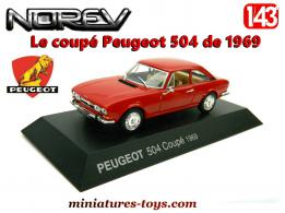 Le coupé Peugeot 504 rouge de 1969 en miniature par Norev au 1/43e