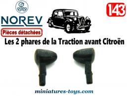 Deux phares non peints pour la Citroën Traction avant 15 Six miniature Norev