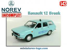 La Renault 12 Break Gendarmerie en miniature par Norev au 1/43e incomplète