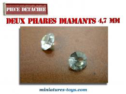 Un ensemble de 2 phares diamants de 4,7 mm pour miniature au 1/43e