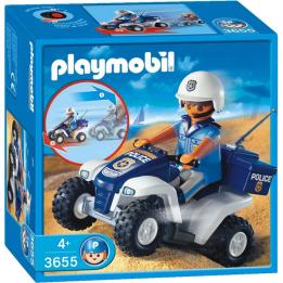 Un policier et son quad de la Police Playmobil avec accessoires