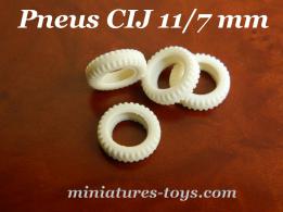 Lot de 4 pneus 11/7 creux blancs et crantés pour les miniatures CIJ