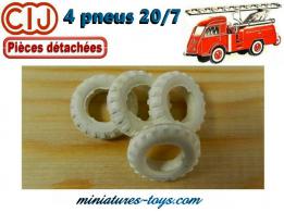 Lot de 4 pneus 20/7 creux blancs et crantés pour les miniatures CIJ