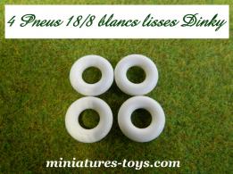 Lot de 4 Pneus Dinky Toys 18/8 blancs lisses pour vos miniatures Dinky