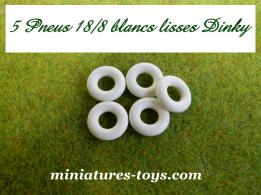 Lot de 5 Pneus Dinky Toys 18/8 blancs lisses pour vos miniatures Dinky