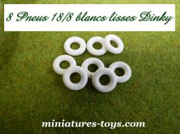 Lot de 8 Pneus Dinky Toys 18/8 blancs lisses pour vos miniatures Dinky