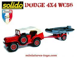 Le Dodge 4x4 WC56 pompiers et sa remorque bateau miniature Solido au 1/50e