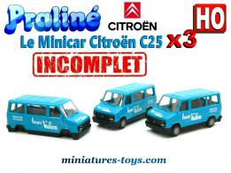 3 Minicar Citroën C25 Louez Valem en miniatures Praliné au 1/87e HO incomplets