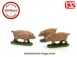 Les trois cochons en animaux métal de la ferme par Quiralu au 1/32e