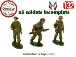 Les trois figurines métal de soldats français années 1950 par Quiralu au 1/32e