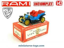 Le Double Phaéton Lion Peugeot 1908 en miniature par Rami au 1/43e incomplet