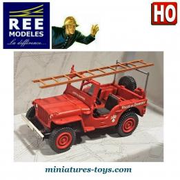 La Jeep Pompiers échelle Damery miniature de REE-Modeles au HO 1/87e