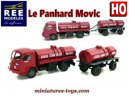 Le Panhard Movic et sa remorque citerne à vin miniature REE-Modeles au HO