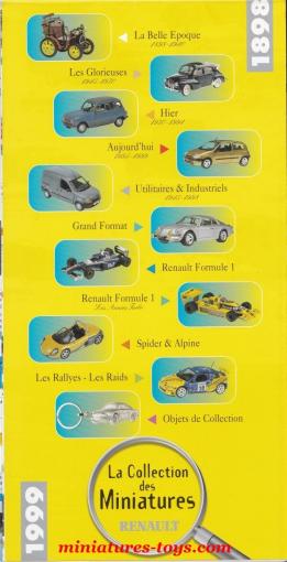 Le catalogue de miniatures Renault boutique 1999