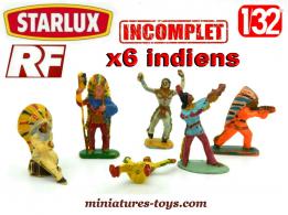 Un lot de 6 indiens en figurines plastique RF et Starlux au 1/32e incomplets