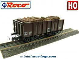 Le wagon tombereau ouvert Sncf transport de bois miniature par Roco au H0 HO