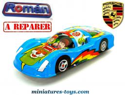 La Porsche 906 Carrera bleue en miniature jouet par Roman au 1/38e à réparer