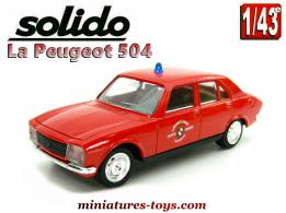 La Peugeot 504 berline de liaison pompiers en miniature Solido au 1/43e