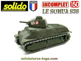 Le char Somua S35 français de 1940 en miniature Solido au 1/50e incomplet