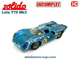 La voiture de course Lola T70 Mk3B miniature par Solido au 1/43e incomplète