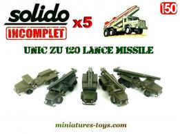 5 camions militaires Unic ZU 120 lances missiles miniatures Solido au 1/50e