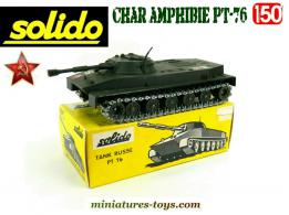 Le char amphibie russe PT76 vert miniature de Solido en boite jaune au 1/50e