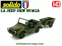 La Jeep DKW Munga verte avec remorque miniature de Solido au 1/43e