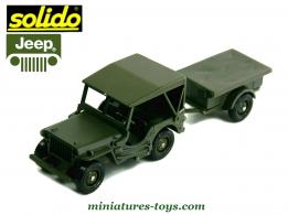 La Jeep Willys bâchée avec sa remorque en miniature de Solido au 1/38e