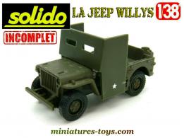 La Jeep Willys avec blindage frontale en miniature Solido au 1/38e incomplète