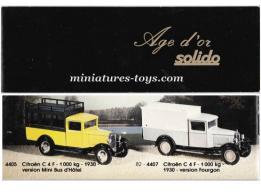 Le catalogue Solido Age d'or petit format des miniatures de 1982