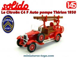 Le Citroën C4 F Auto pompe pompiers Thirion 1930 miniature par Solido au 1/45e