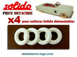 Un lot de 4 Pneus 18/8 blancs lisses pour voiture miniature Solido démontable