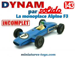 La formule 3 Alpine bleue en miniature de Solido Dynam au 1/43e incomplète