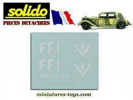 La planche de marquages français FFI de la Traction miniature Solido au 1/43e