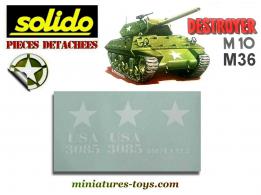 La planche de marquages américains des chars M10 M36 miniature Solido