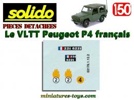 La planche de marquage du Peugeot P4 militaire français miniature Solido 1/43e