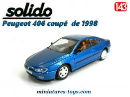 Le coupé Peugeot 406 bleu métal de 1998 miniature par Solido au 1/43e