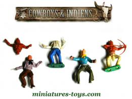 Lot de 5 cowboys et indiens miniatures de Timpo au 1/32e incomplets