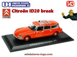La Citroën ID 20 ambulance pompiers miniature par Universal Hobbies au 1/43e