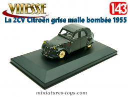 La 2CV Citroën grise 1955 malle bombée en miniature de Vitesse au 1/43e