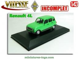 La voiture miniature Renault 4L verte de 1970 par Vitesse au 1/43e incomplète