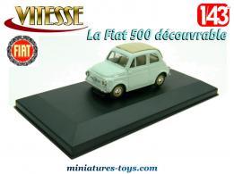 La voiture miniature Fiat 500 découvrable bleue de Vitesse au 1/43e