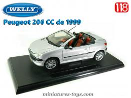 La Peugeot 206 CC de 1999 en miniature par Welly au 1/18e