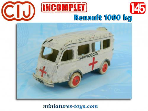 Miniature Ambulance Renault 1000 Kg Ancienne - Modèle CIJ Repeint à L'échelle 1/45 - Collection Véhicule Médical