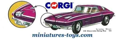 Corgi - 310 Chev Corvette Stingray - Original OVP TOP!!! (Gebraucht) in Stallikon für CHF 50