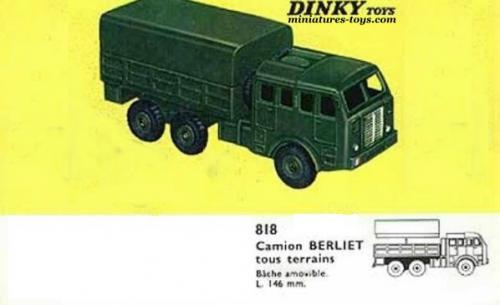 Camion Militaire Dinky Toys Berliet Tout Terrain - échelle 1/43 - Tôle Verte
