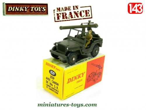 Jouet Dinky Toys Jeep Hotchkiss-Willys Avec Canon De 106 (réf. 829) - Période 1964/1971 - Bon état - Occasion
