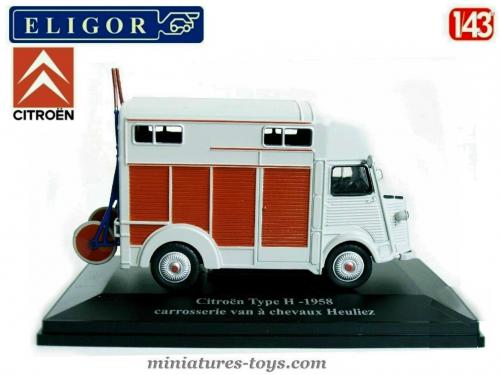van à chevaux Heuliez Eligor 1/43 sous blister Citroên Type H 1958 