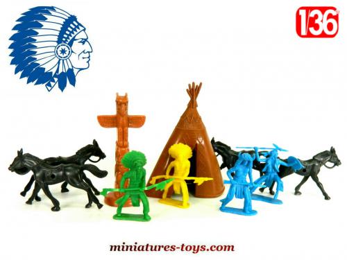 Lot De Figurines Indiens Starlux à Restaurer + Cactus - Thème Western/Far-west