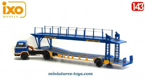 Camion UNIC MZ.36 Avec Remorque Porte-Voitures Causse-Walon - Modèle 1/43 Ixo - Bleu/Jaune Neuf